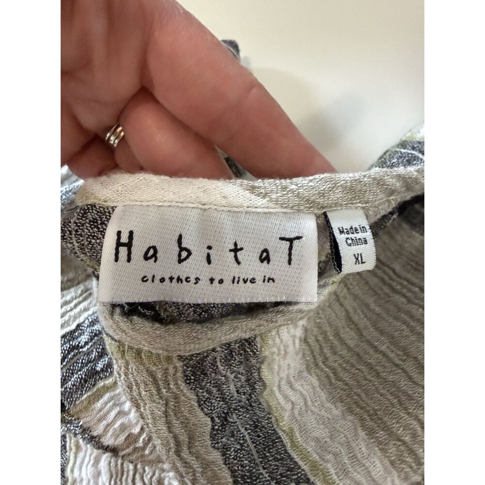 Habitat Linen Blend Top Crinkle Artsy Blouse Button Cuff Asymmetric Lagenlook XL - Picture 10 of 13